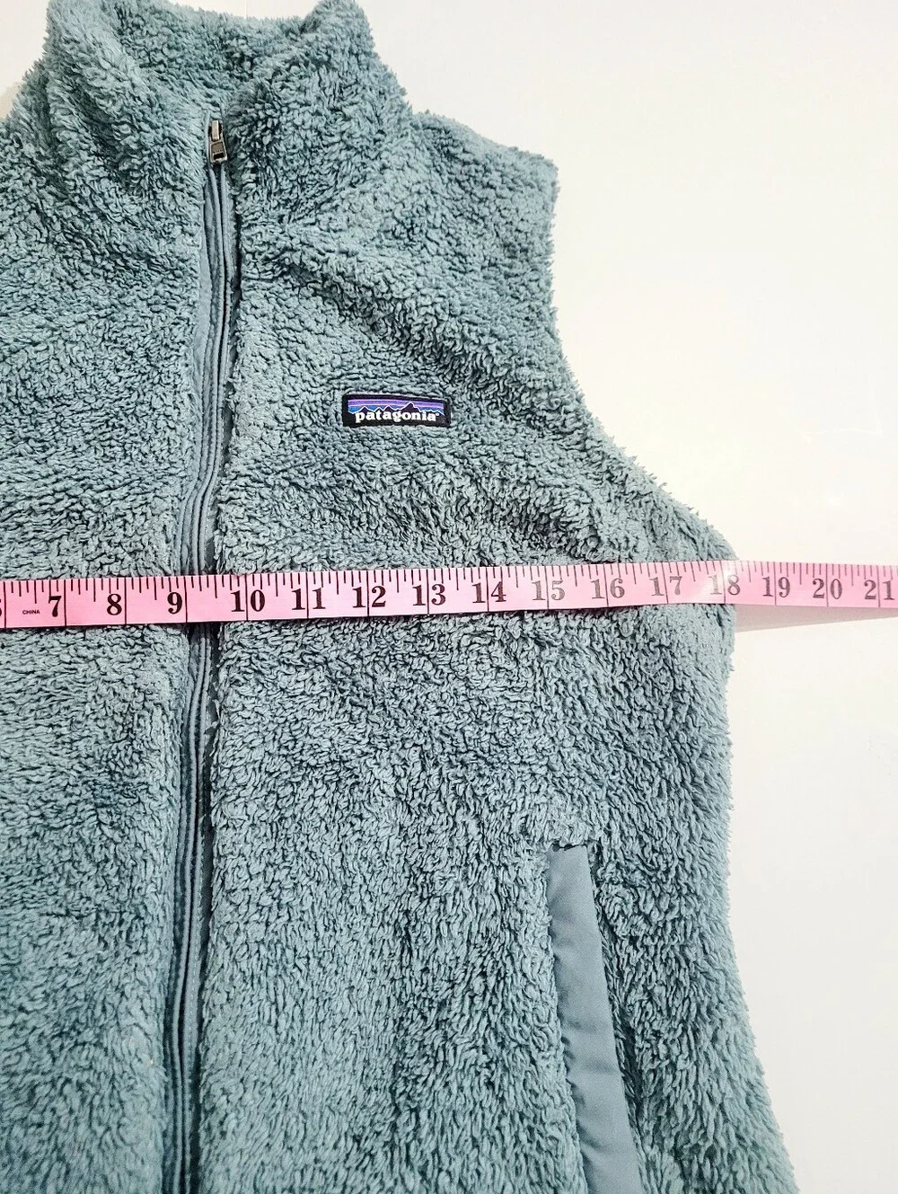 Patagonia Women Los Gatos Fleece Outdoor Vest Dusty Blue Medium Full Zip Sherpa